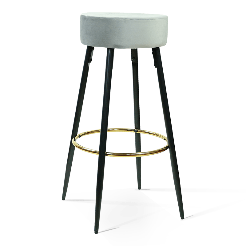 MC-2502 Round Bar Stool High Foot Stool with Gilded Metal Footrest